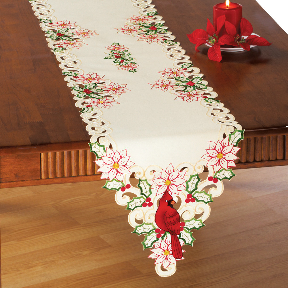 Christmas Table Linens
 Christmas Cardinal Embroidered Table Linens by