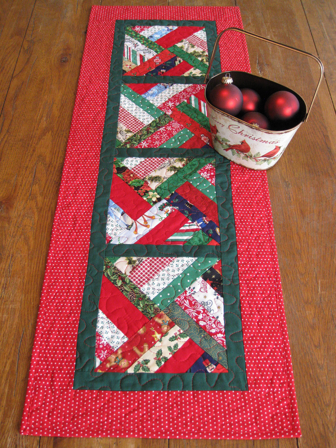 Christmas Table Runner
 Strip Twist Quilted Table Runner Christmas Table Runner