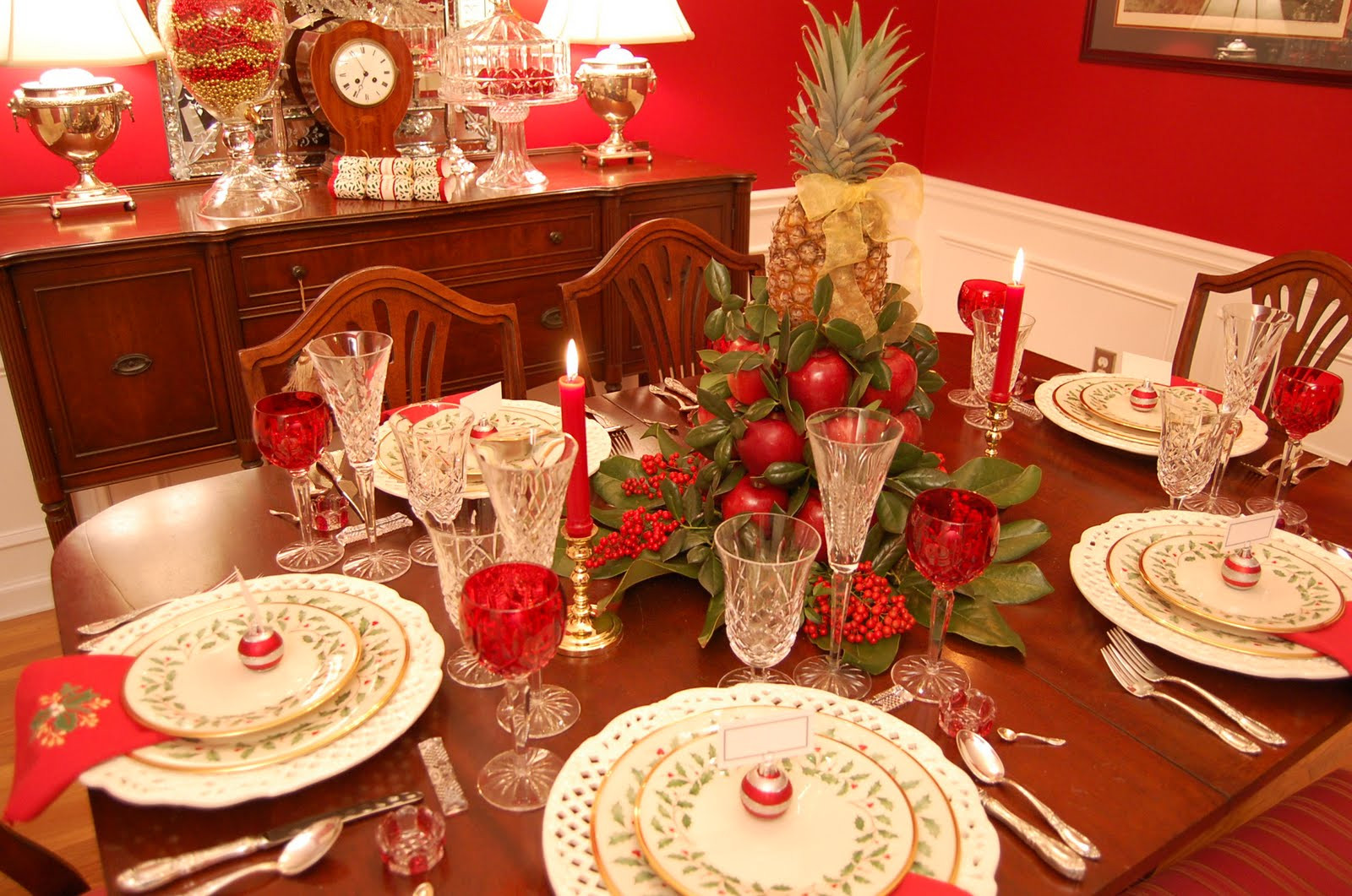 Christmas Table Setting
 Christmas Tablescape with Lenox Holiday and a Colonial