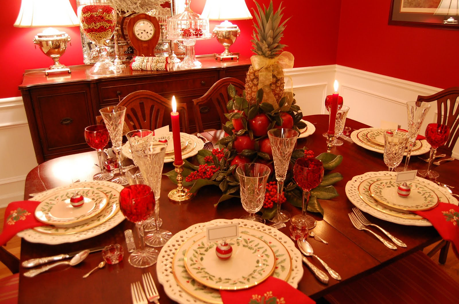 Christmas Table Setting
 Christmas Tablescape with Lenox Holiday and a Colonial