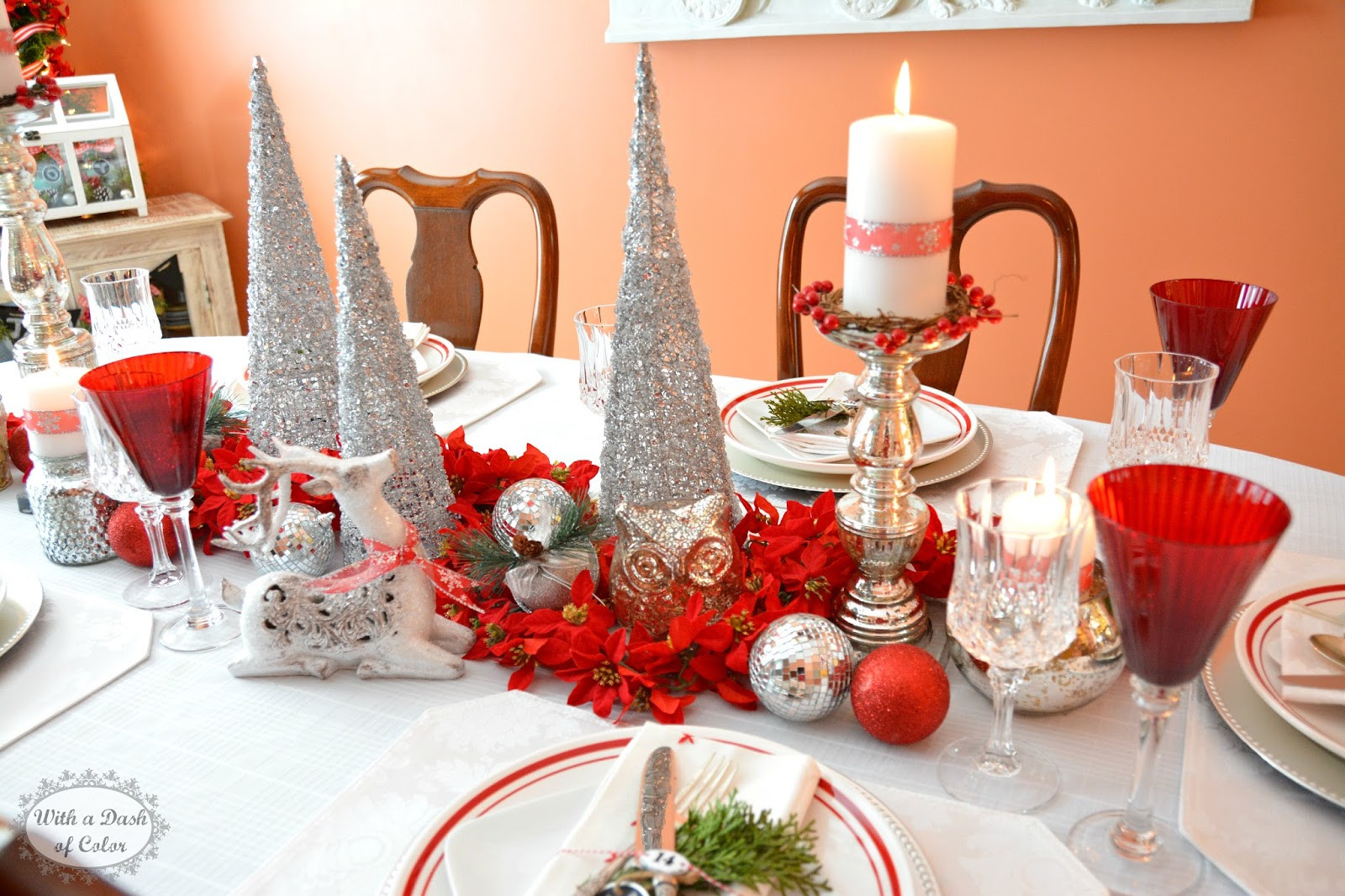 Christmas Table Settings
 With a Dash of Color 2014 Holiday Tablescape in