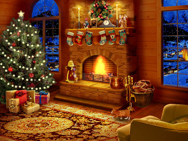 Christmas Themed Fireplace Screen
 Night before christmas screensaver