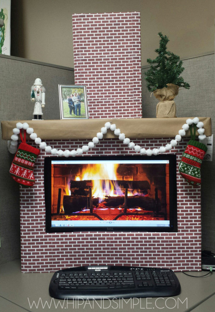 Christmas Themed Fireplace Screen
 Christmas Faux Cardboard Fireplace Mantel JESSIKA REED