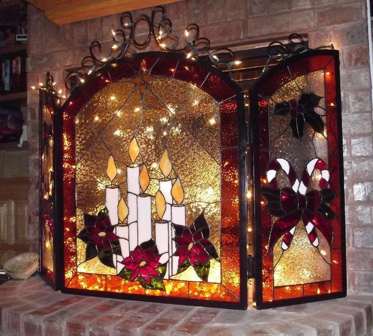 Christmas Themed Fireplace Screen
 25 best ideas about Stained Glass Christmas on Pinterest