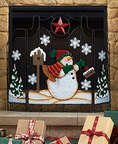 Christmas Themed Fireplace Screen
 Holiday Snowman Fireplace Screens HoneyDo Advisor
