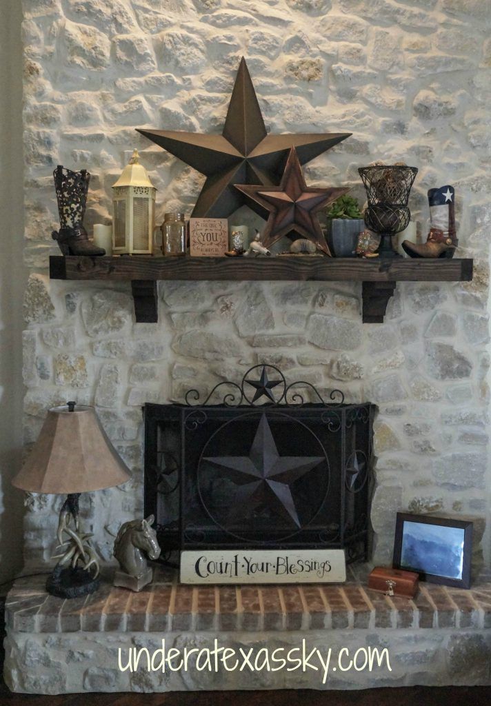 Christmas Themed Fireplace Screens
 Texas Mantel Decor Under a Texas Sky