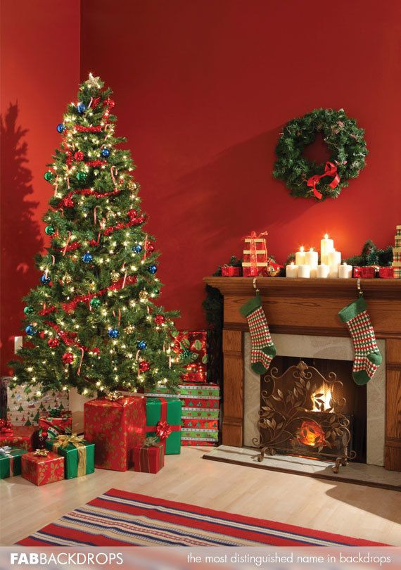 Christmas Themed Fireplace Screens
 Fab Vinyl Christmas Tree Portrait Backdrop