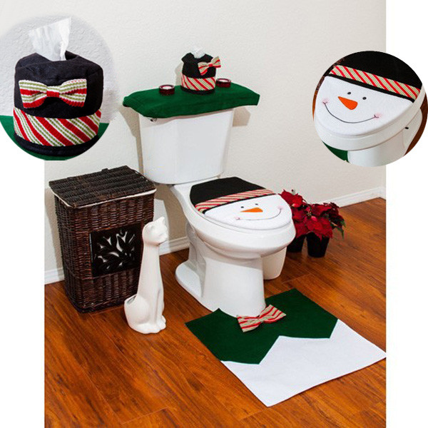 Christmas Toilet Cover
 Christmas Decorations Snowman Toilet Seat Cover & Rug
