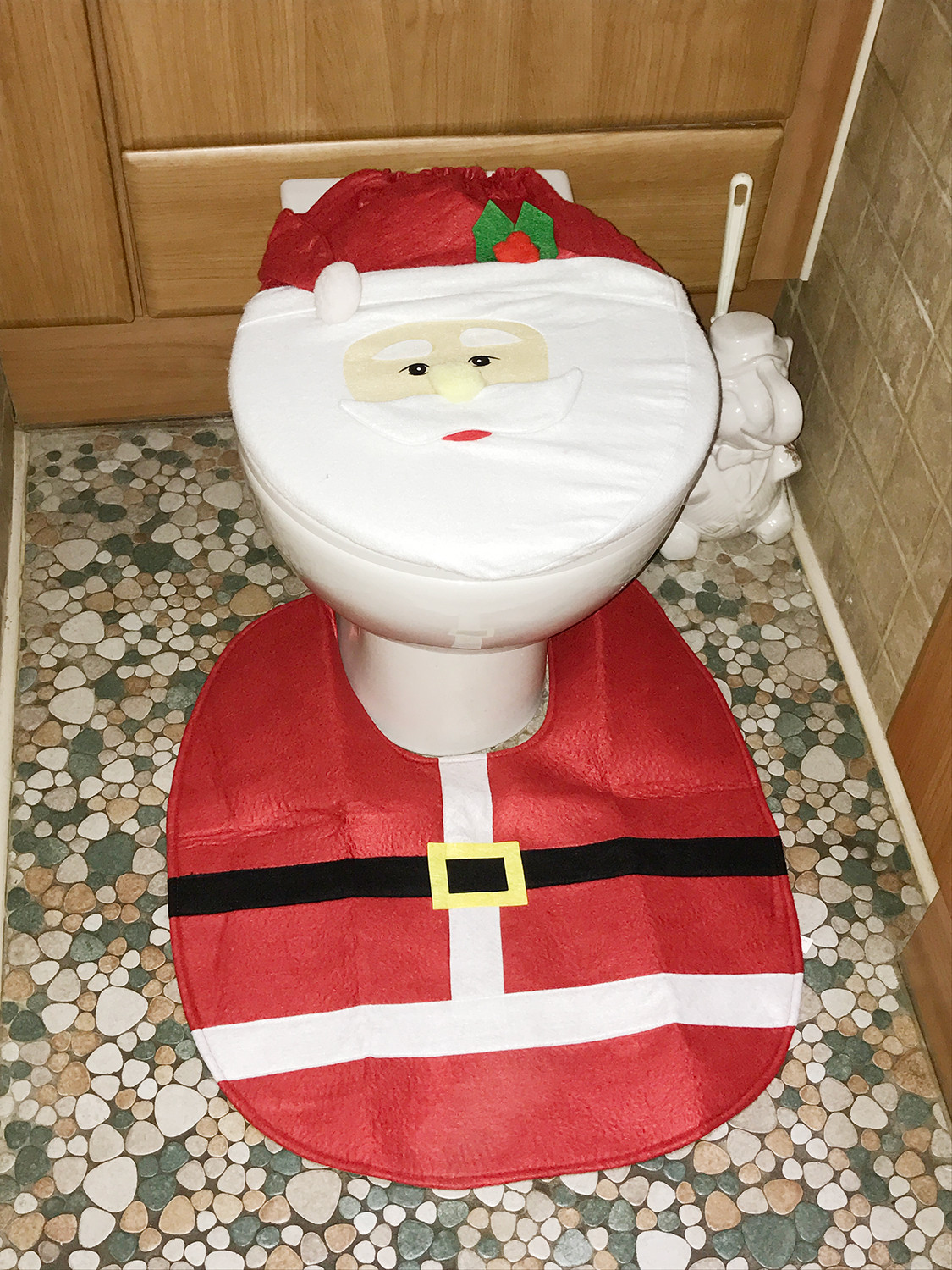 Christmas Toilet Cover
 Santa Clause Elf Toilet Seat Cover & Floor Mat Bathroom