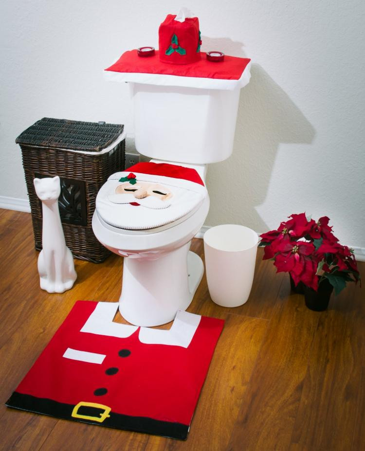 Christmas Toilet Cover
 Santa Toilet Cover And Rug Set With Integrated Tissue Box