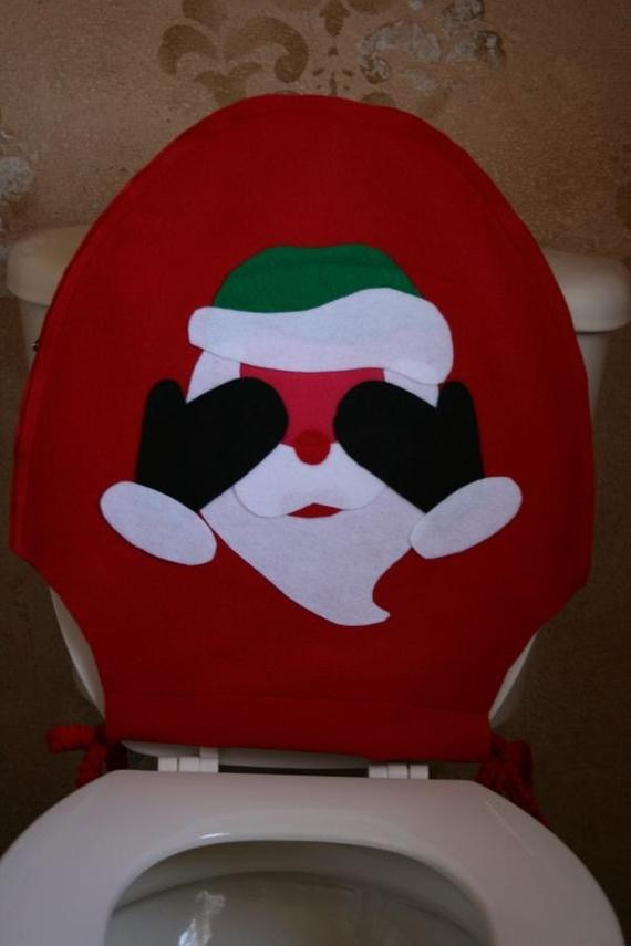 Christmas Toilet Cover
 Christmas Toilet Seat Cover Blushing Santa