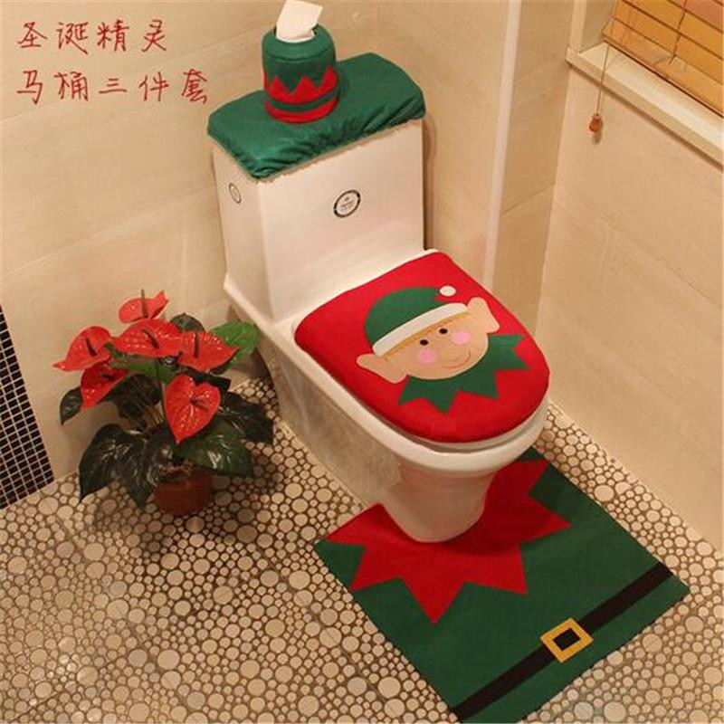 Christmas Toilet Cover
 Funny Toilet Cover And Rug Idea For Christmas Bathroom