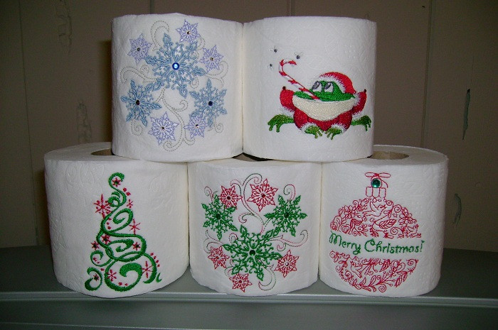 Christmas Toilet Paper Embroidery Designs
 Embroidery on Toilet Paper My Gifts are Done
