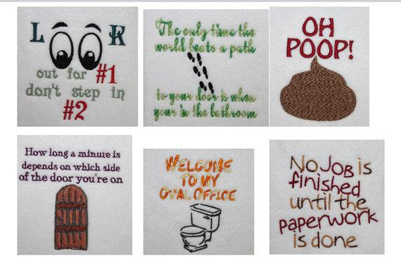 Christmas Toilet Paper Embroidery Designs
 6 Toilet Paper sayings or images Filled Machine Embroidery