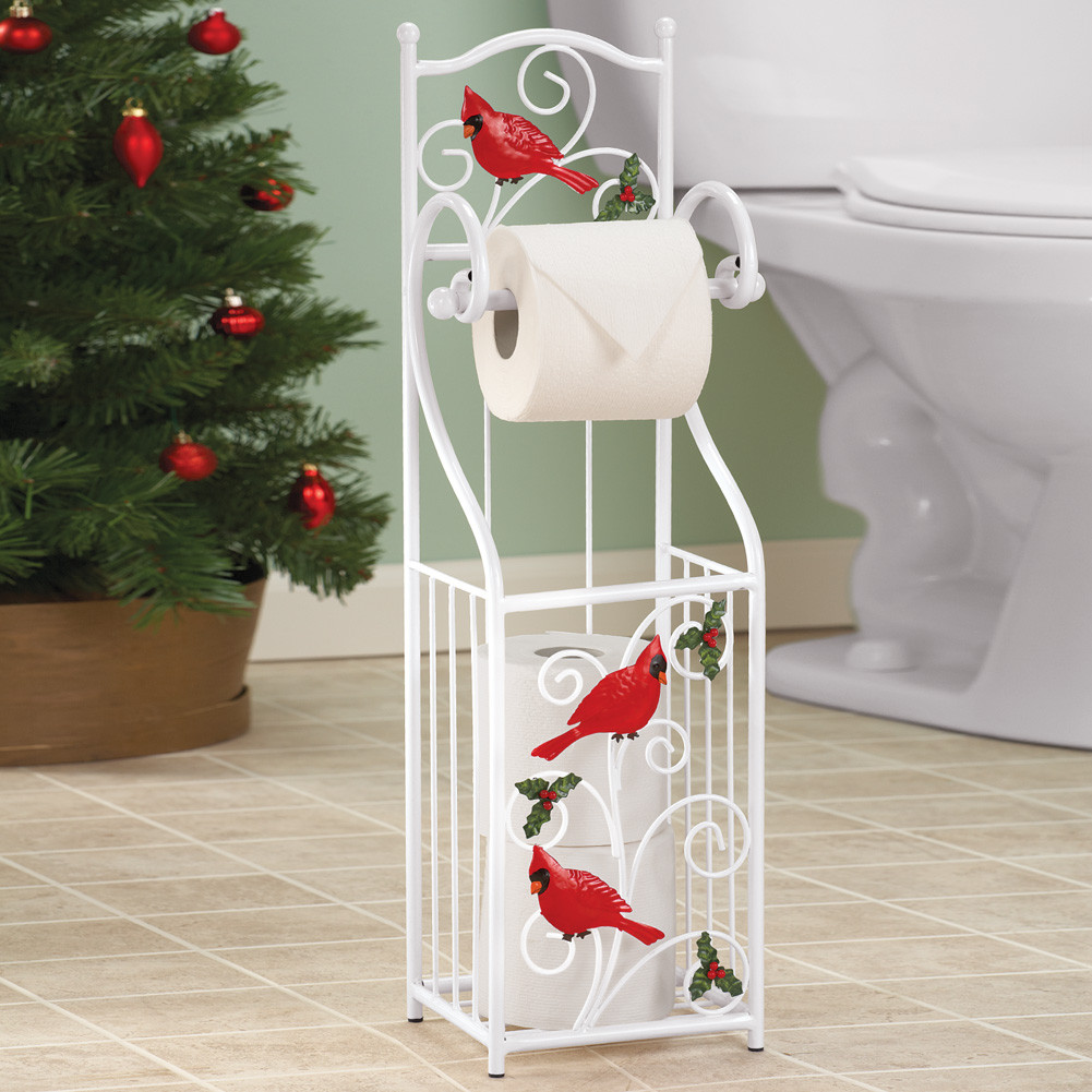 Christmas Toilet Paper Holder
 Cardinal Toilet Paper Tissue Holder Holly Berries