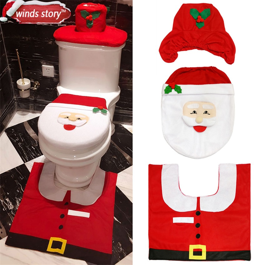 Christmas Toilet Seat Covers
 Christmas Decorations Bathroom WC Red Santa Claus Toilet