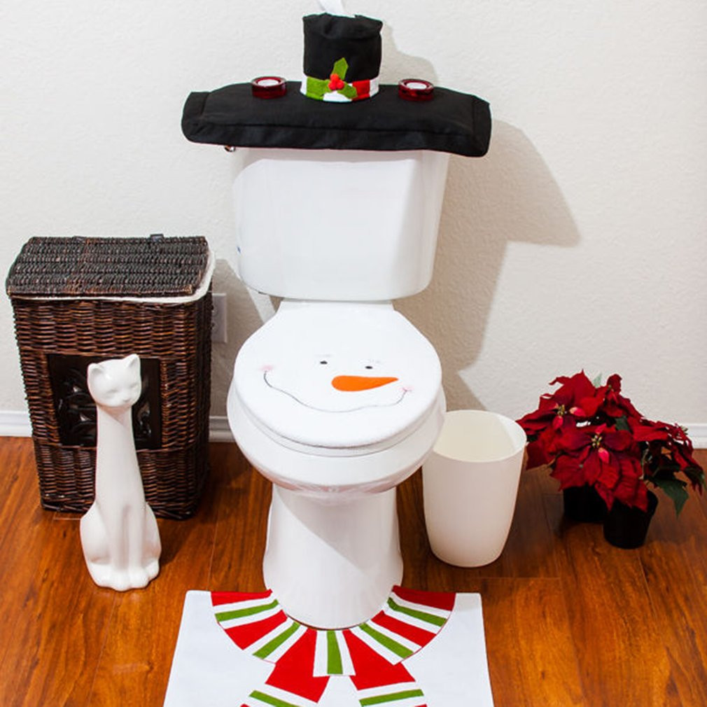 Christmas Toilet Seat Covers
 Christmas Decorations Happy Santa Toilet Seat Cover Rug