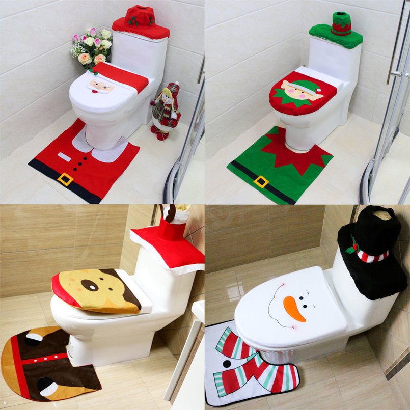 Christmas Toilet Seat Covers
 Toilet Seat Cover and Rug Bathroom Contour Rug for Home
