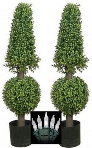 Christmas Topiary Outdoor
 2 ARTIFICIAL 38" BOXWOOD OUTDOOR UV TOPIARY TREE CHRISTMAS