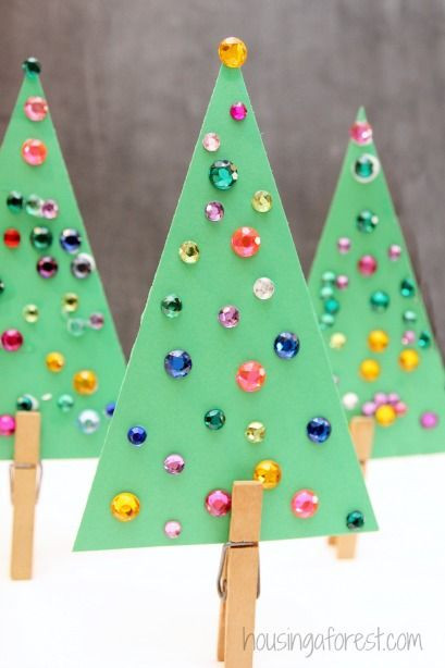 Christmas Tree Craft Ideas
 Jeweled Trees Simple Christmas Tree Craft for Kids