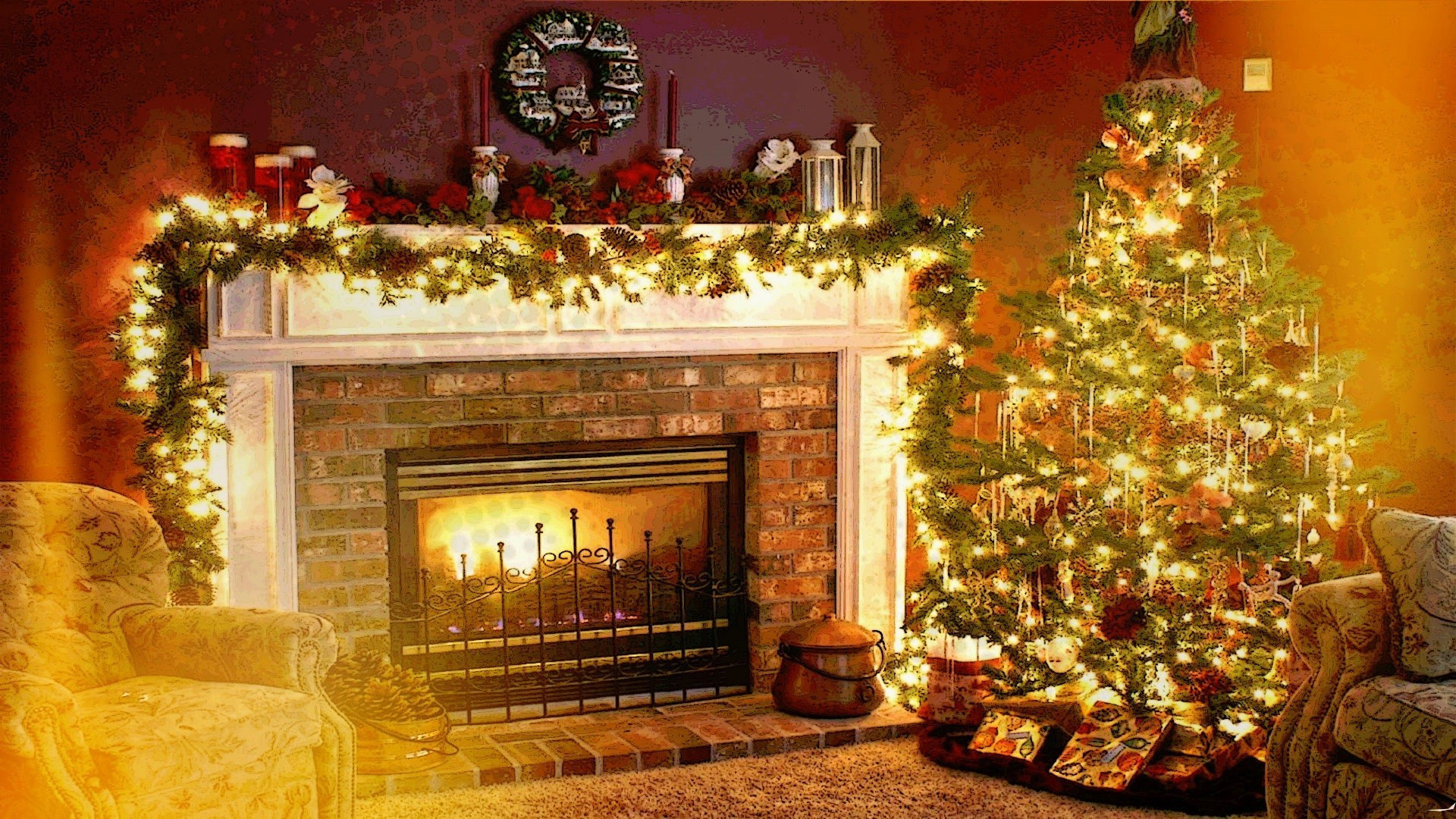Christmas Tree Fireplace Wallpaper
 Christmas Fireplace Background ·① WallpaperTag