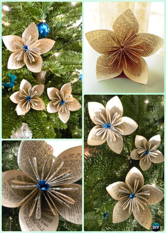 Christmas Tree Flower Ornaments
 DIY Paper Christmas Tree Ornament Craft Ideas Instructions