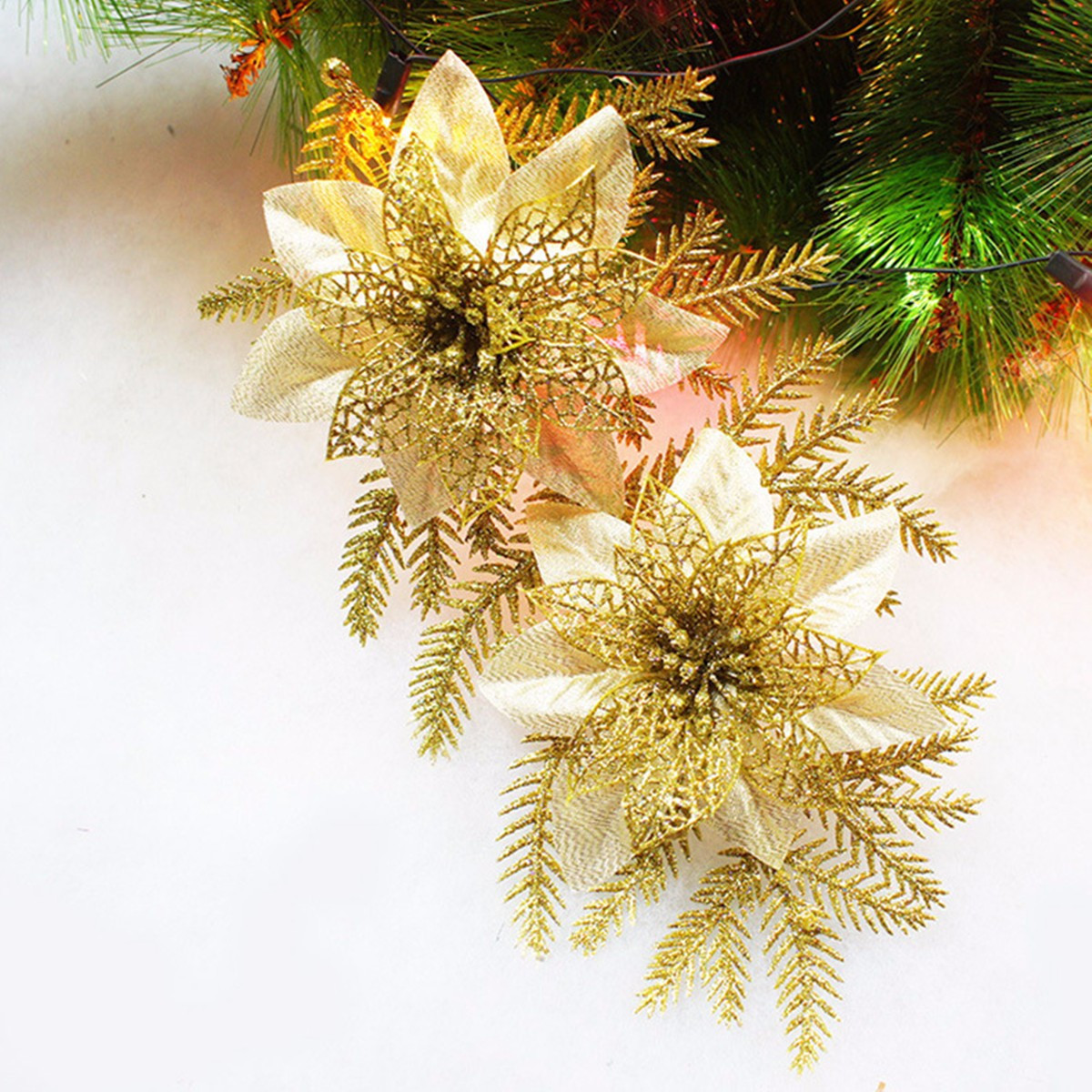 Christmas Tree Flower Ornaments
 Glitter Artificial Christmas Tree Flowers Ornament Pendant