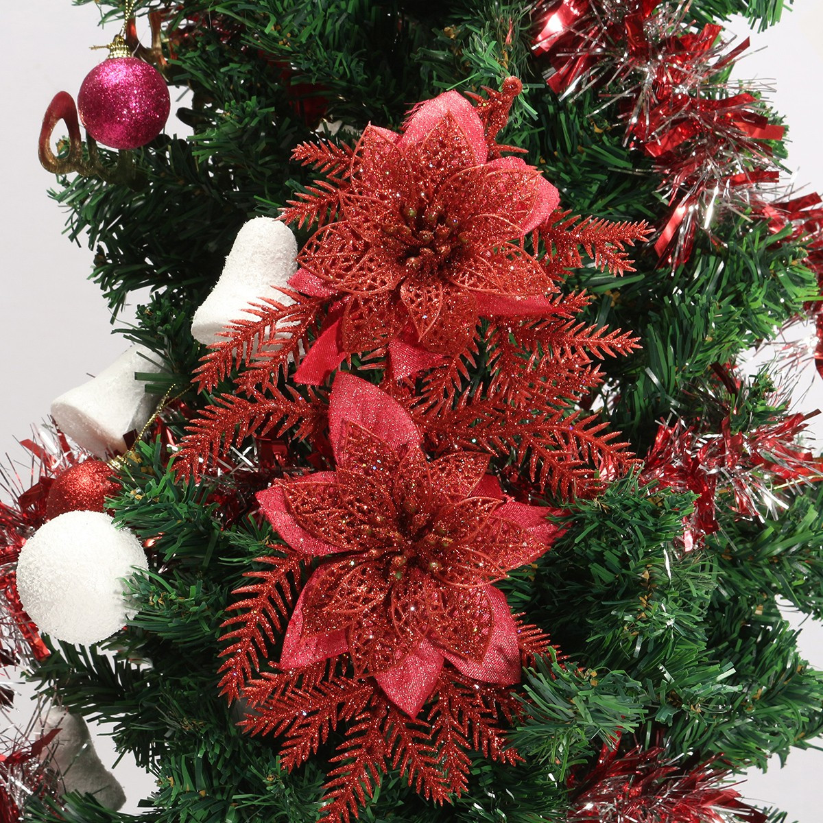Christmas Tree Flower Ornaments
 Glitter Artificial Christmas Tree Flowers Ornament Pendant