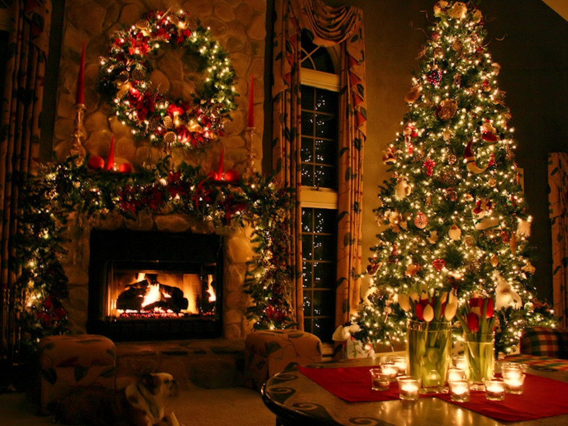Christmas Tree Near Fireplace
 A Z Things you need to decorate for Christmas Cosas