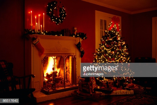 Christmas Tree Near Fireplace
 Christmas Tree And Fireplace Stock