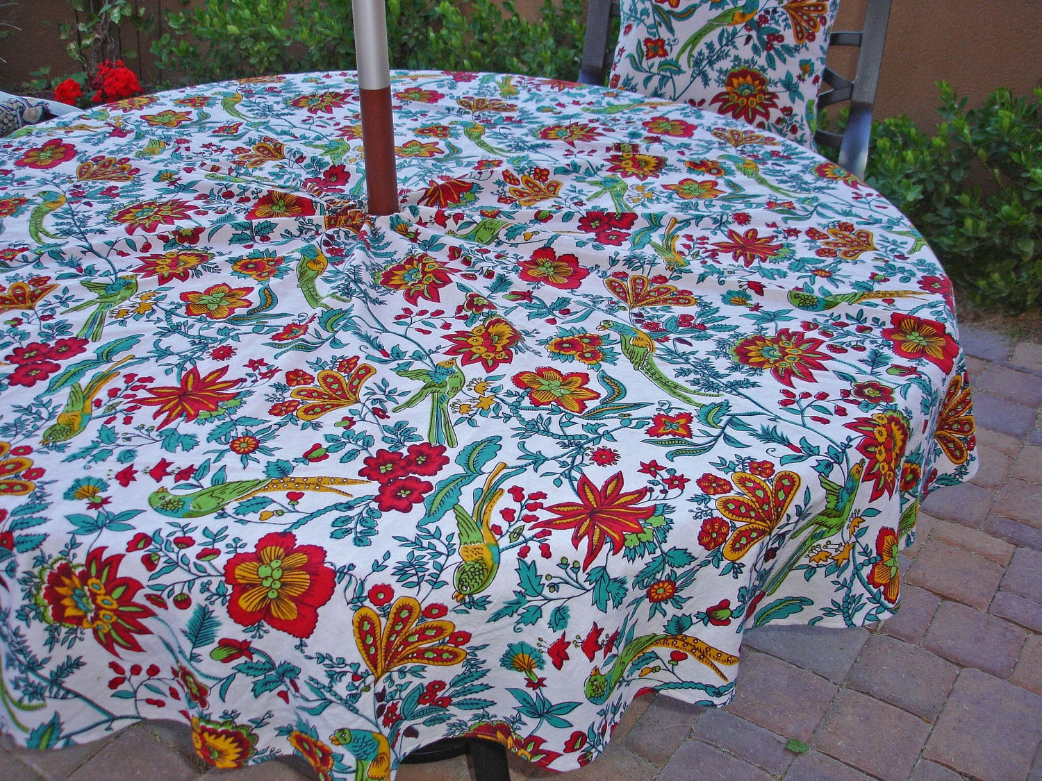 Christmas Tree Shop Patio Umbrella
 Umbrella Outdoor Tablecloth Red Floral Tropical Garden