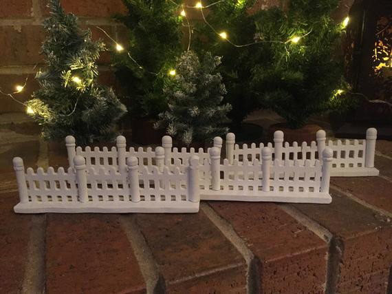 Christmas Village Fence
 Vintage Christmas Village Accessories Wood Fence 4 Pieces