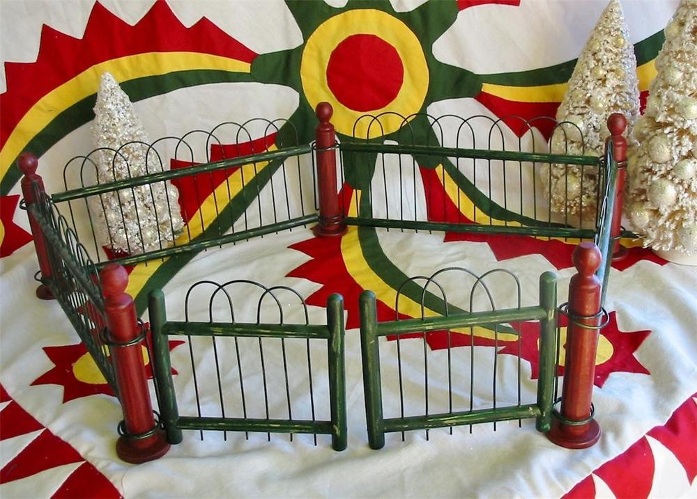 Christmas Village Fence
 Vintage Style Christmas Wood and Metal Feather Tree Fence