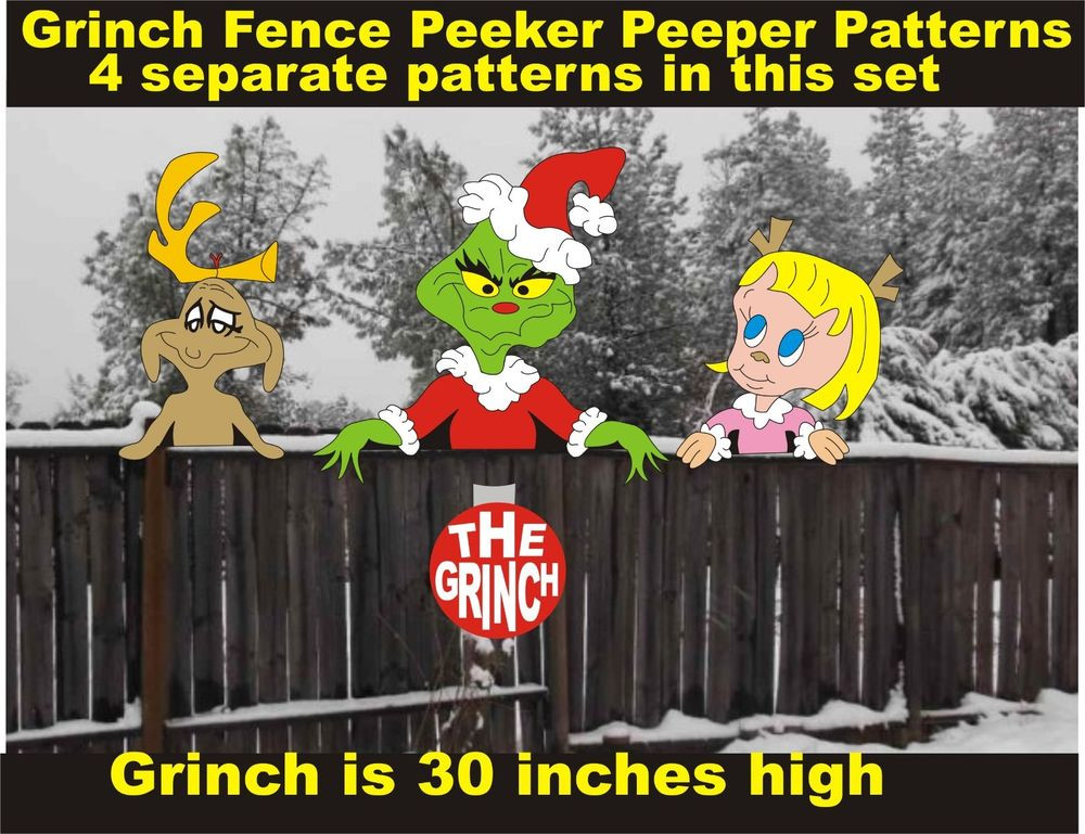 Christmas Wood Yard Art Patterns
 GRINCH CINDY MAX FENCE PEEKER PEEPER CHRISTMAS YARD ART