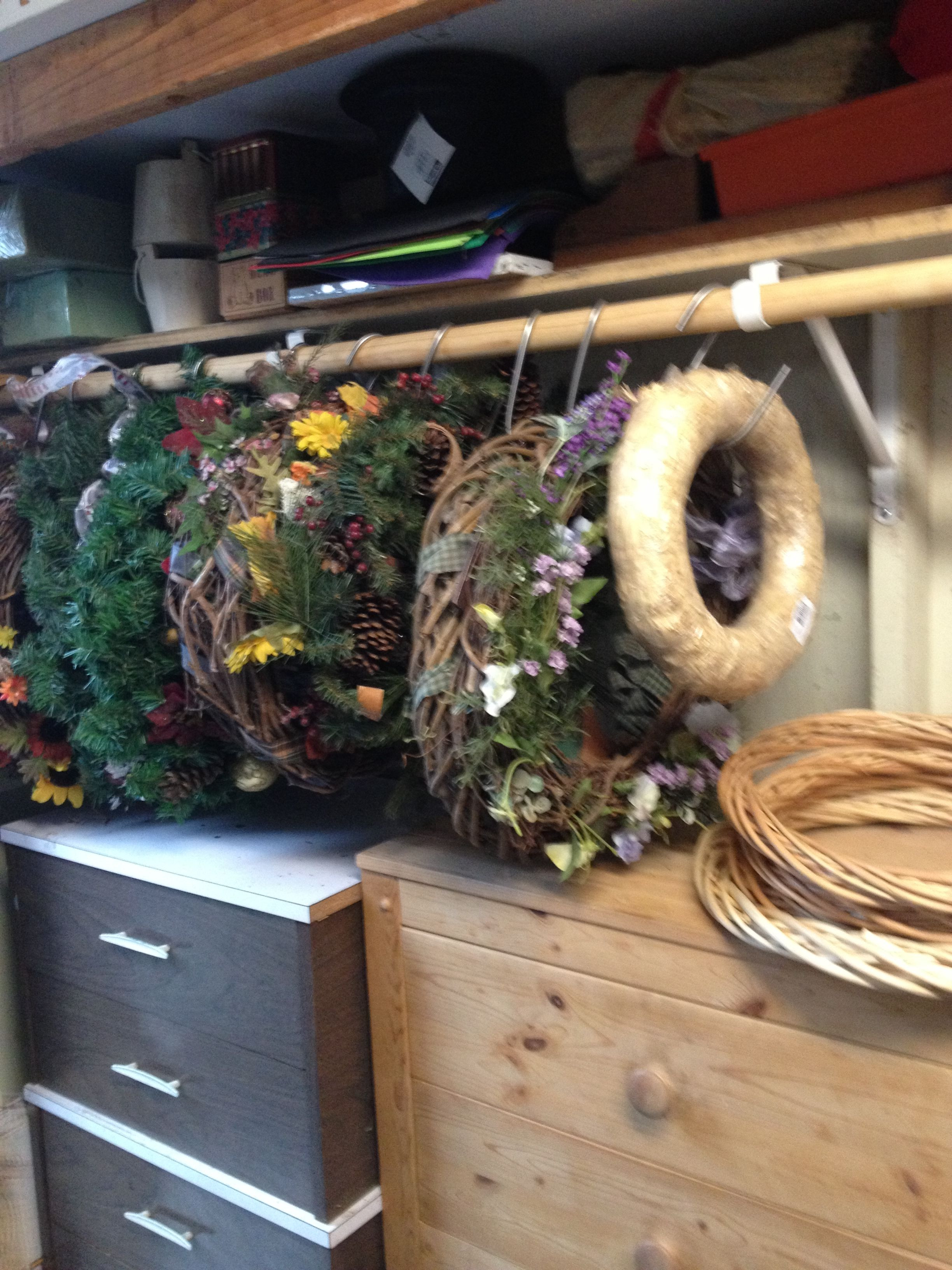 Christmas Wreath Storage
 Storage for wreaths Going to use a clothesline in storage