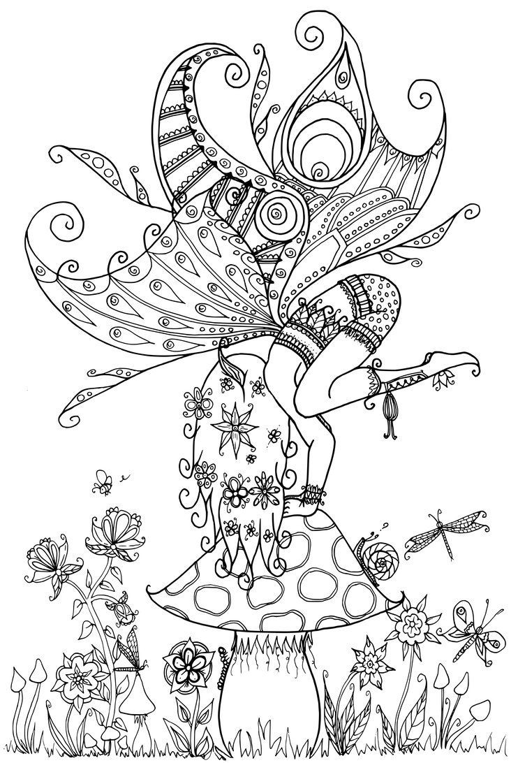 Coloring Pages For Adults Fairy
 Fairy on a Toadstool by WelshPixie DeviantArt Fairy Myth
