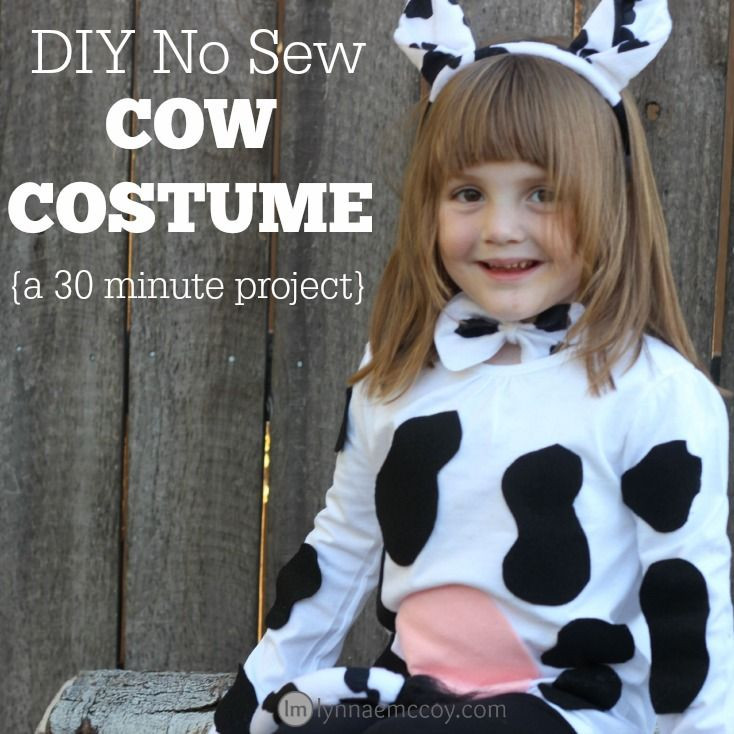 Cow Costume DIY
 This cute cow costume takes just 30 minutes to make and