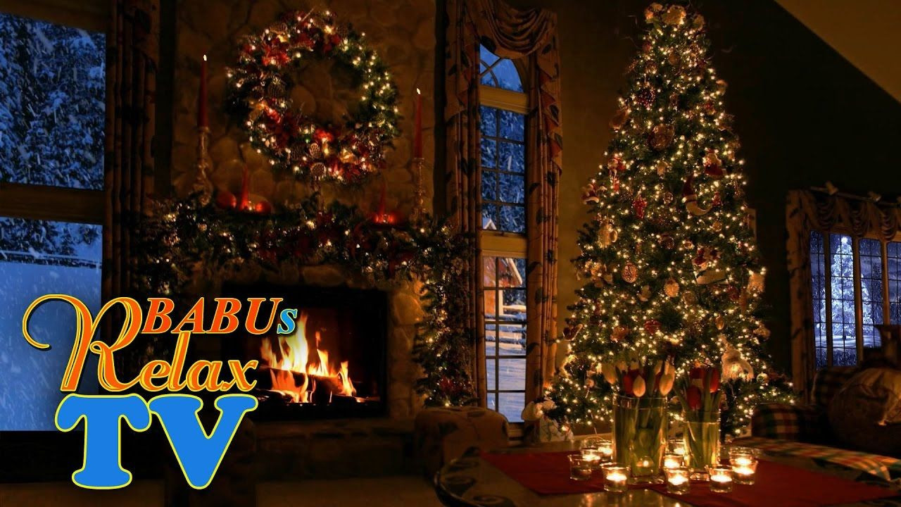 Crackling Fireplace With Christmas Music
 Christmas Fireplace Scene with Snow and Crackling Fire