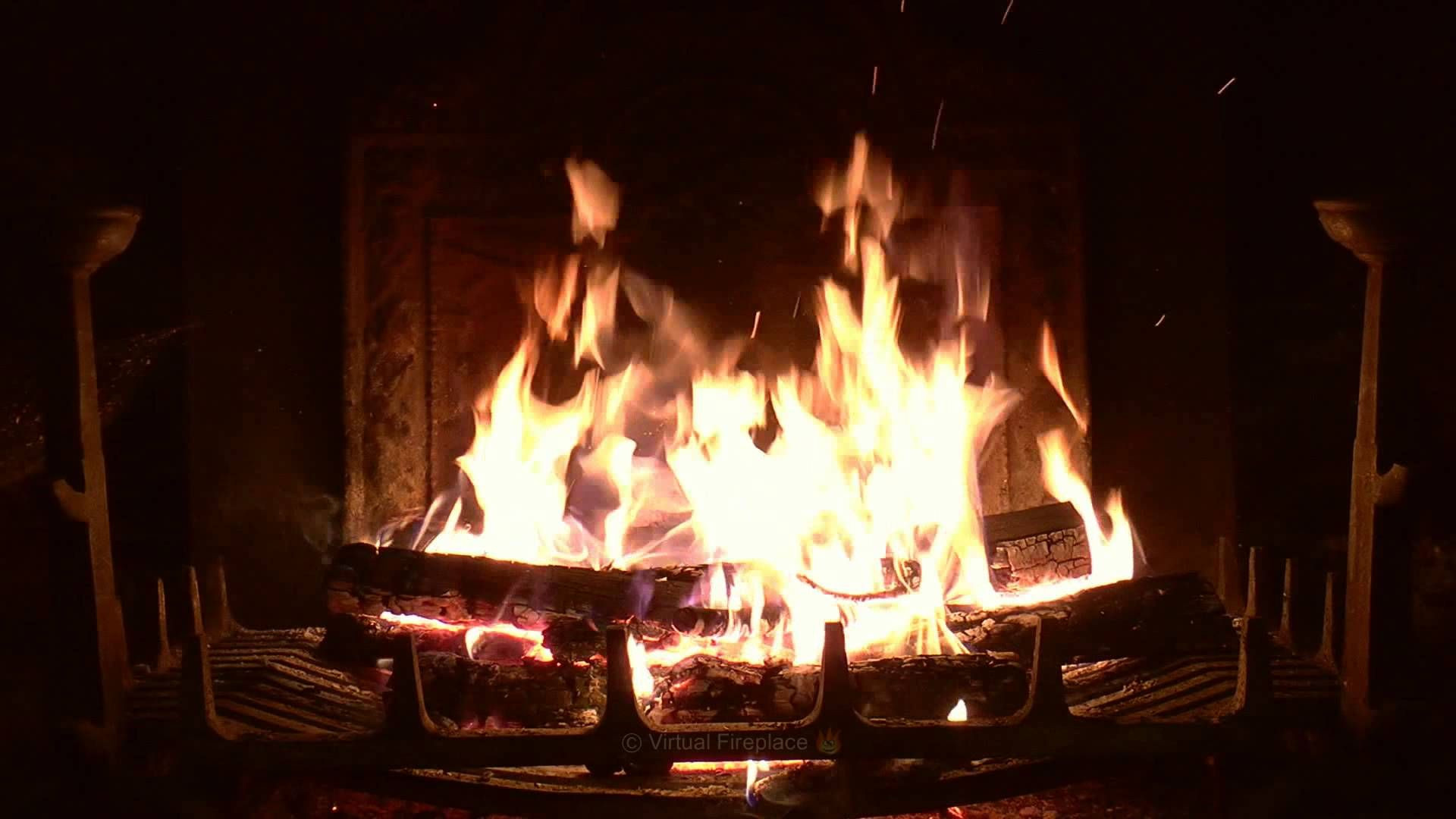 video crackling fireplace