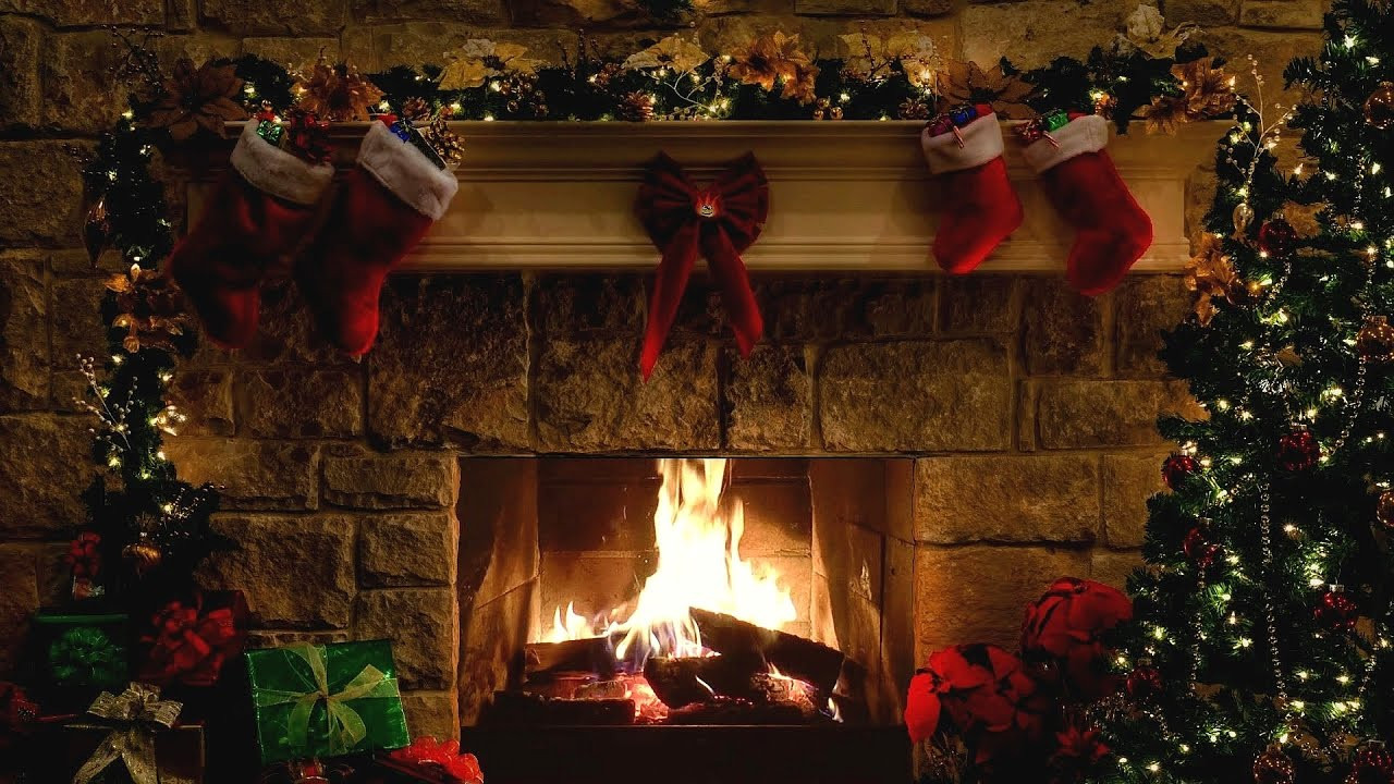 christmas scenery fireplace