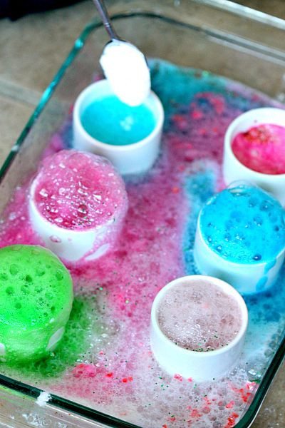 Crafts For Kids To Do At Home
 Mini Colored Kitchen Volcanoes