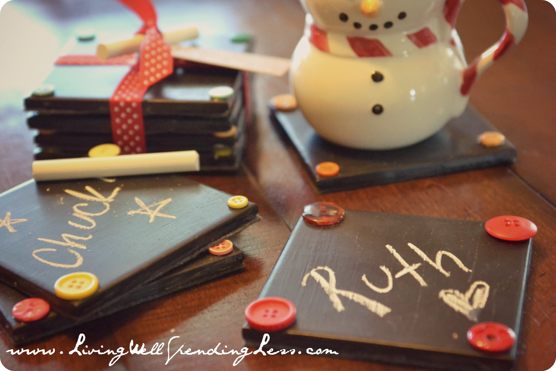 Cute DIY Christmas Gifts
 DIY Chalkboard Coaster Set Living Well Spending Less