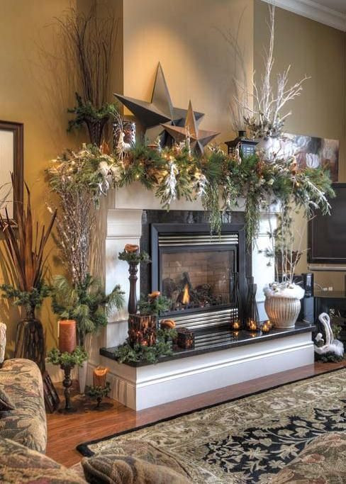 Decorated Fireplace For Christmas
 807 best images about Christmas Mantels on Pinterest