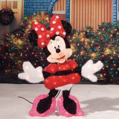 Disney Outdoor Christmas Decorations
 30" Lighted Minnie Mouse Disney Tinsel Christmas Outdoor