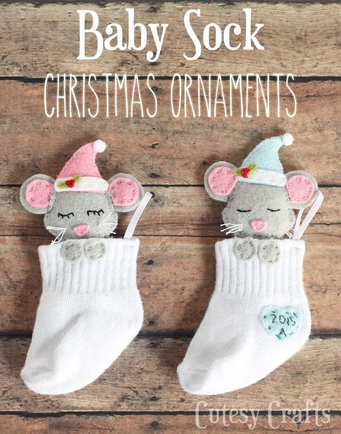 DIY Baby Christmas Pictures
 Baby Sock DIY Christmas Ornaments Cutesy Crafts