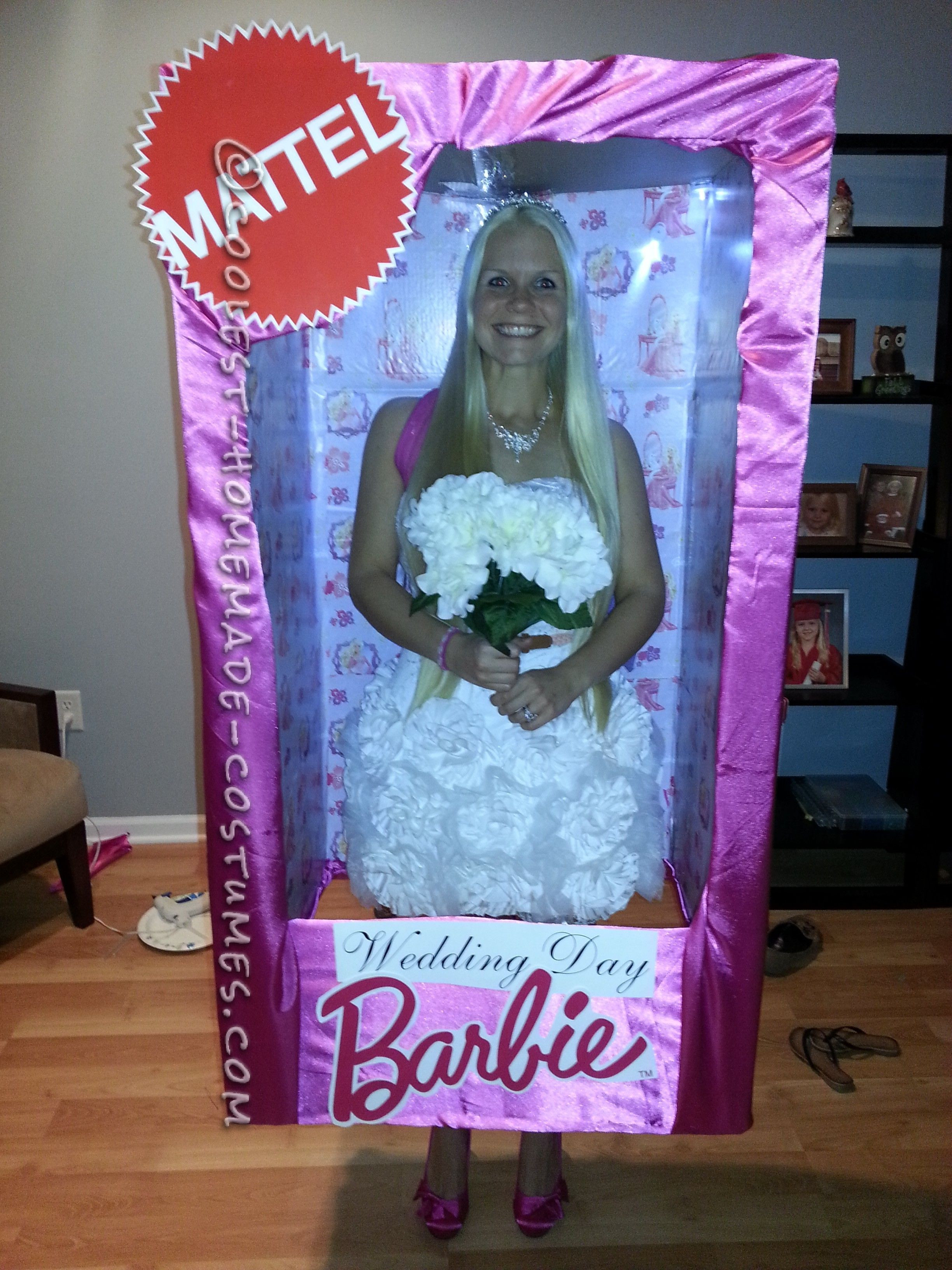 DIY Barbie Costume
 Look a Like Wedding Day Barbie in a Box Homemade Halloween