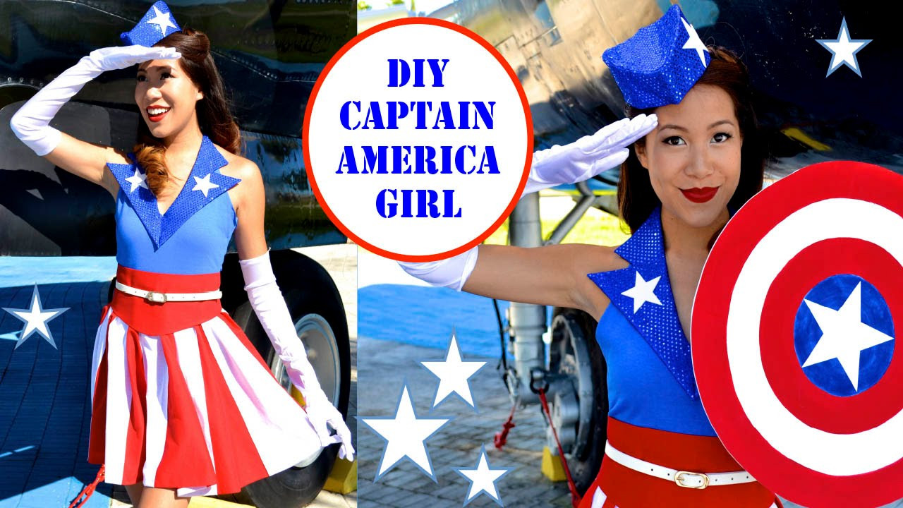 DIY Captain America Costume
 CAPTAIN AMERICA GIRL COSTUME USO Girl No Sew