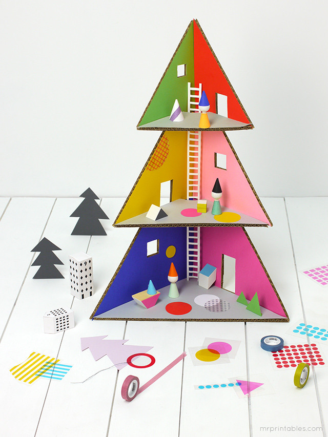 DIY Cardboard Christmas Tree
 Christmas Tree Doll House Mr Printables