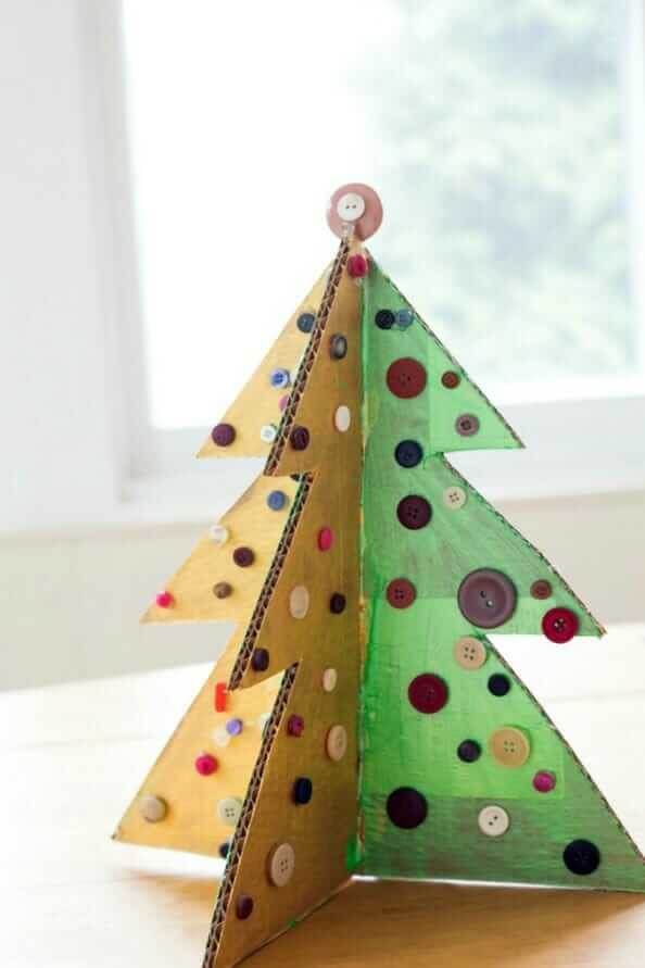DIY Cardboard Christmas Tree
 A Christmas Tree Craft with Cardboard and Buttons