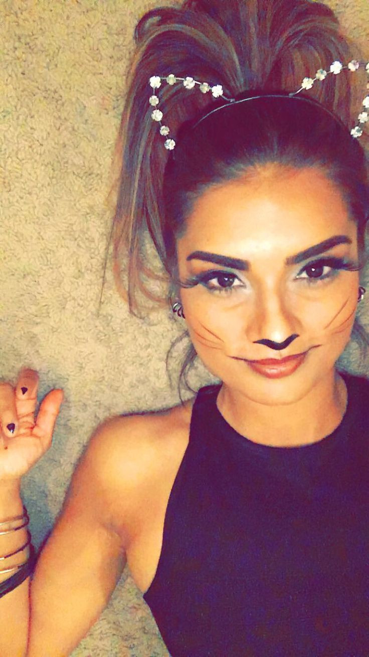 DIY Cat Costume
 Cat makeup Cat costume Cat nails Halloween 2015 Simple